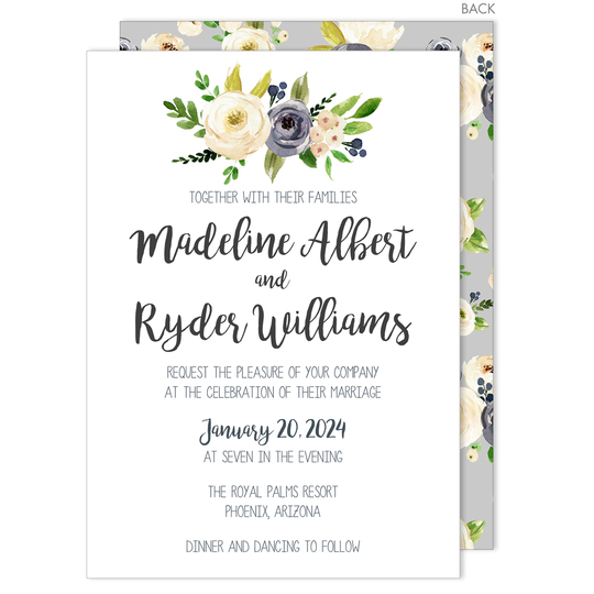 Gray and Ivory Roses Invitations